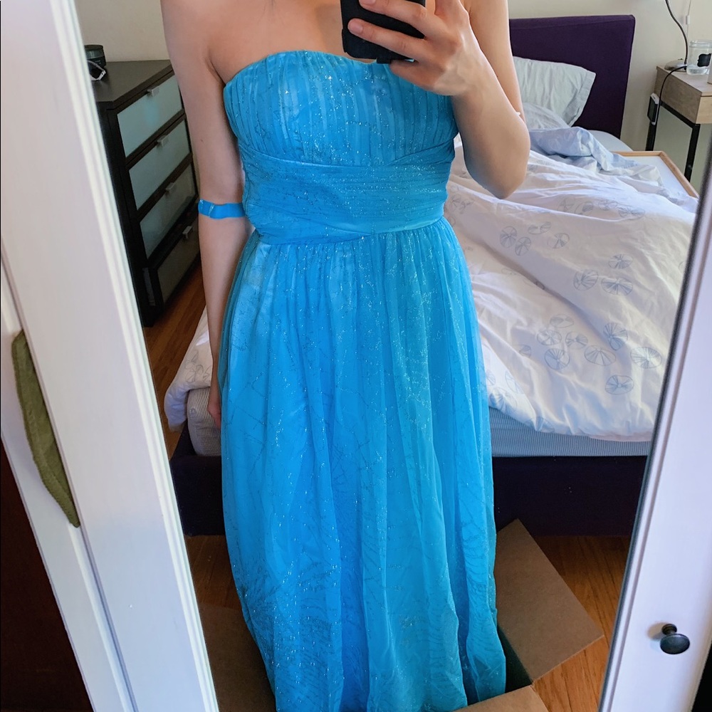 Sea Blue Glittery Prom Dress Size 1/2